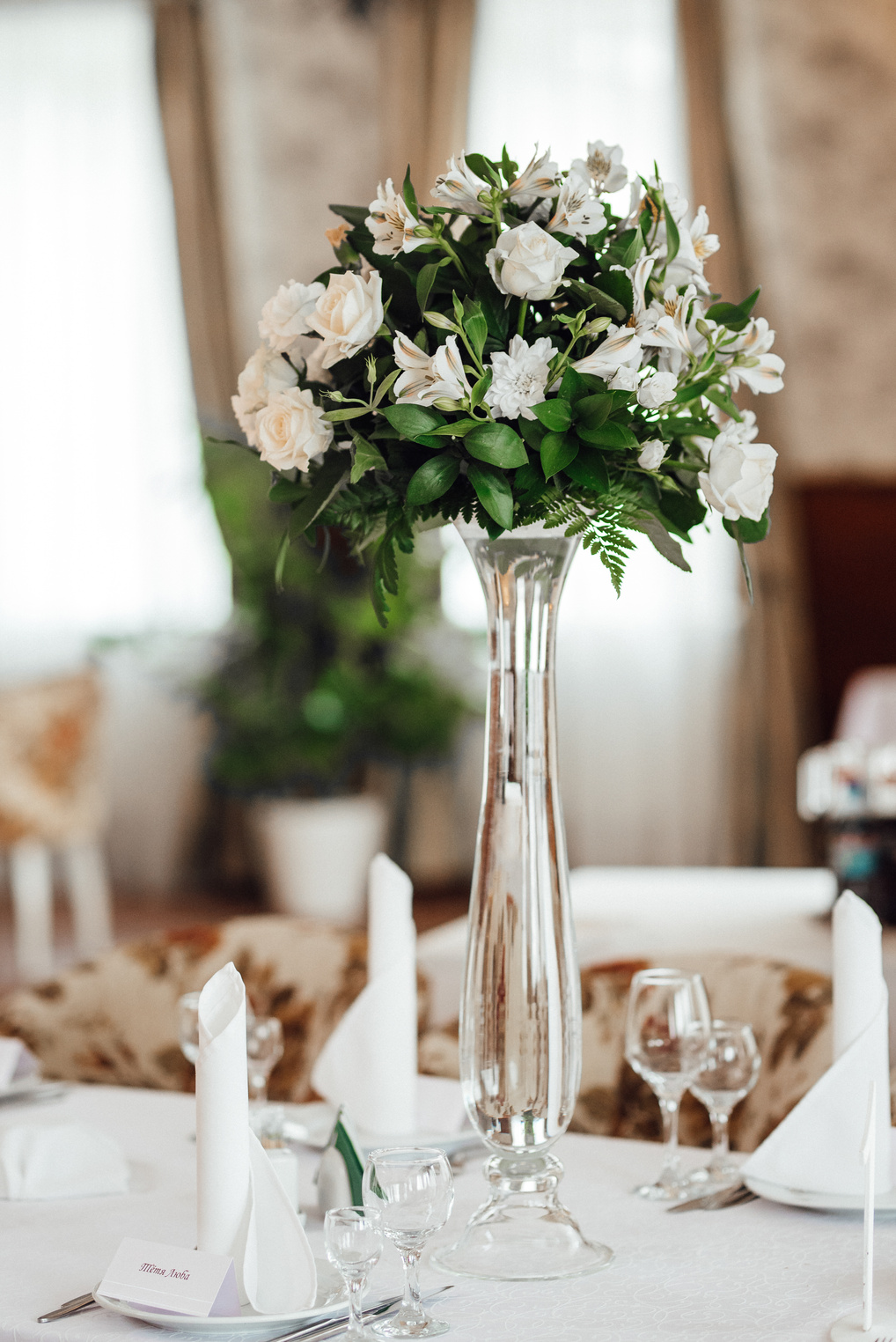 Flower Arrangement at the Banquet Hall for Wedding