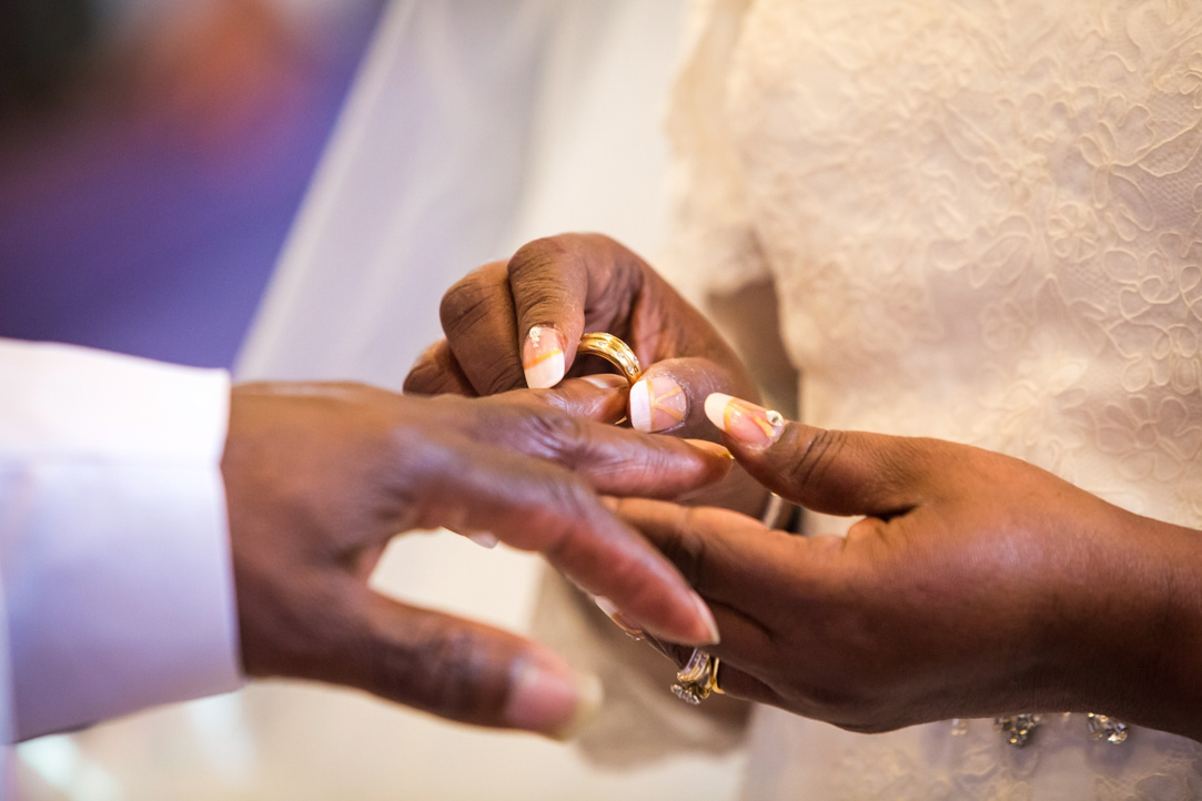 Rings Exchange for Black Couple Marriage