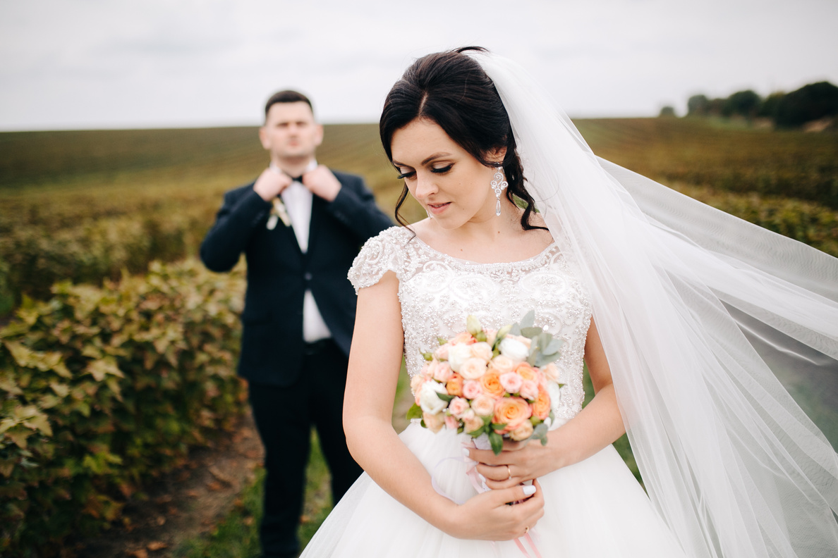 Happy Wedding Couple in Nature